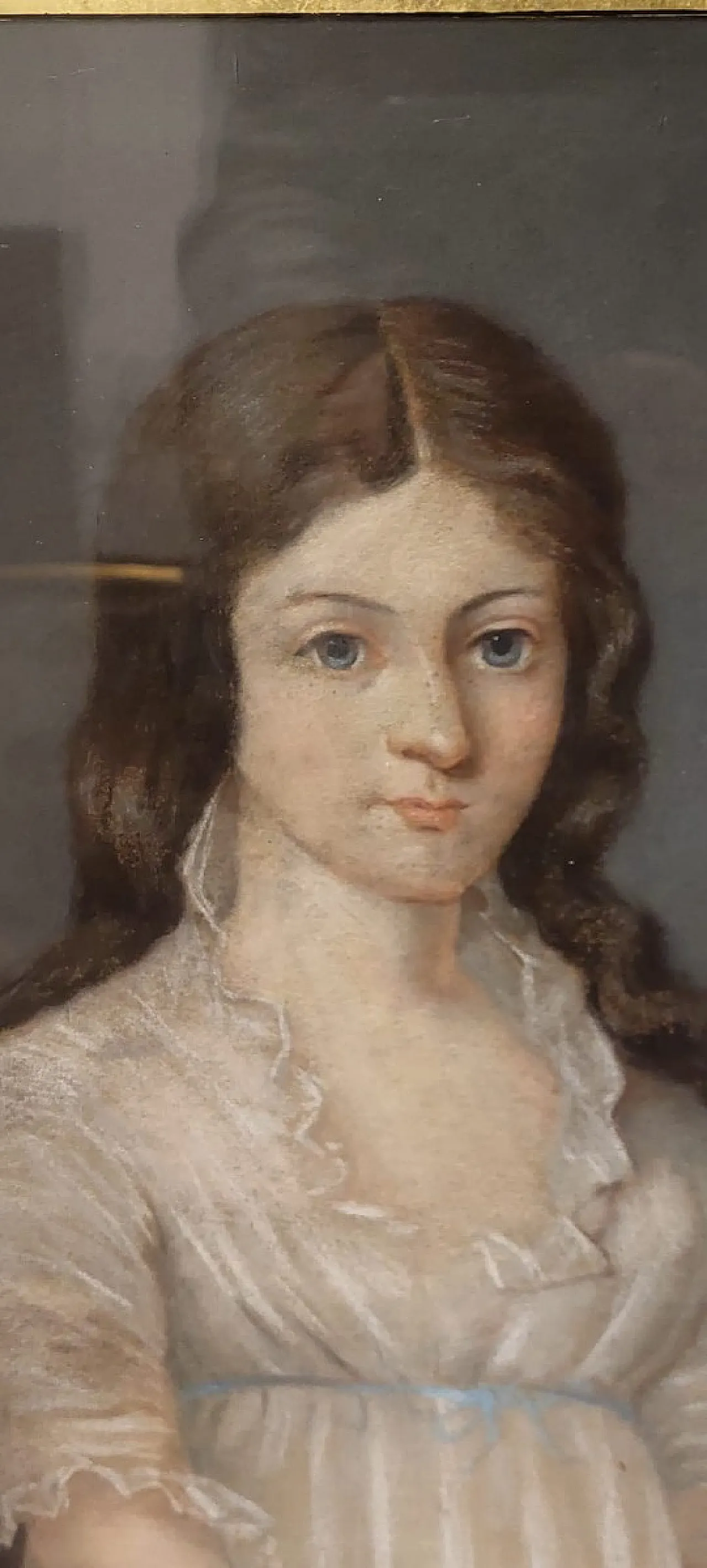 Pastel portrait on canvas of a young noblewoman, 19th century 2