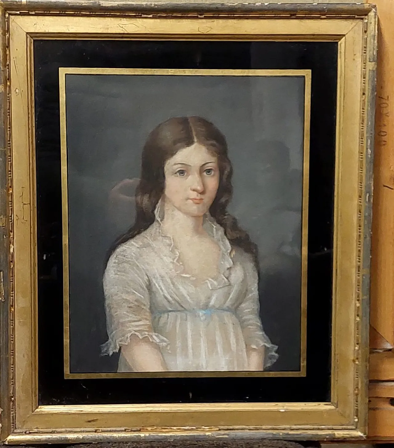 Pastel portrait on canvas of a young noblewoman, 19th century 10