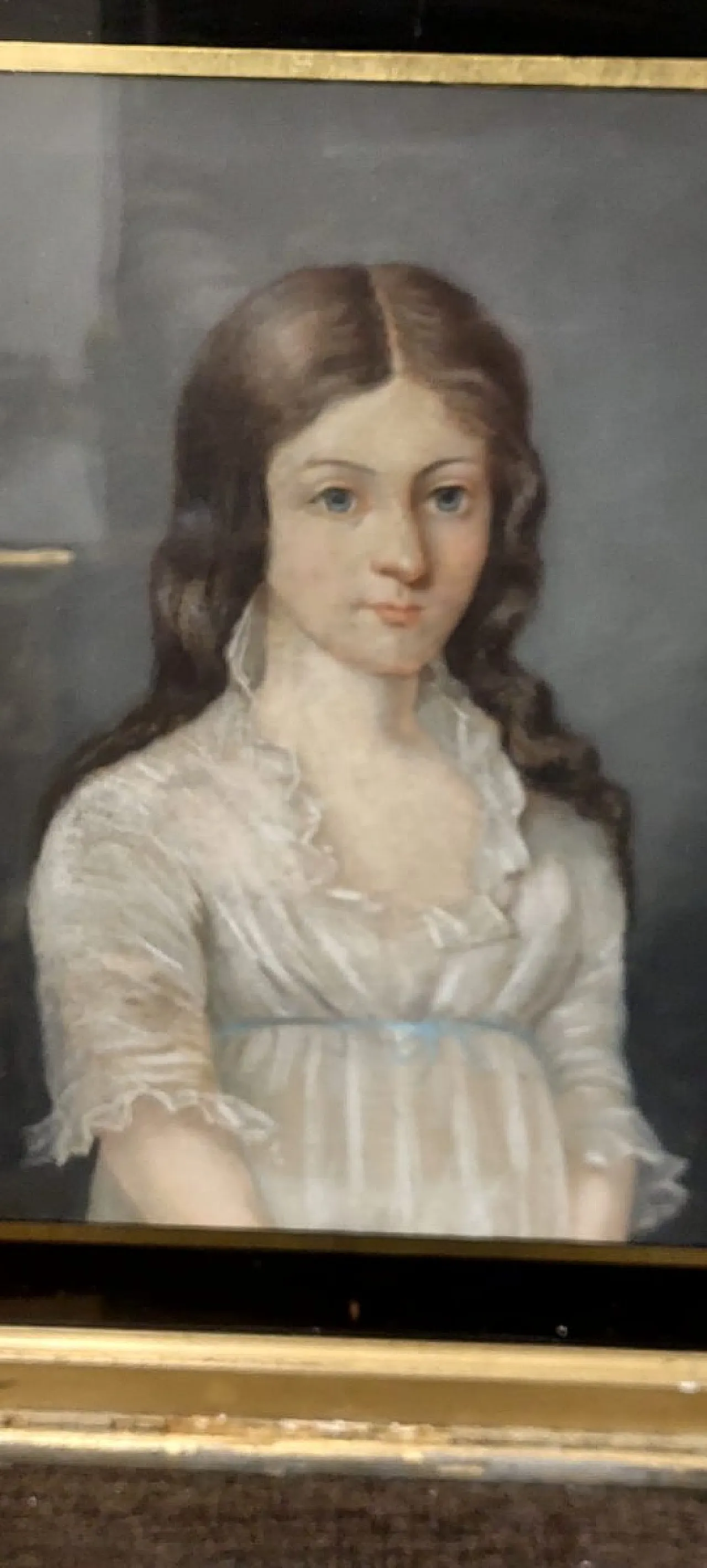 Pastel portrait on canvas of a young noblewoman, 19th century 11