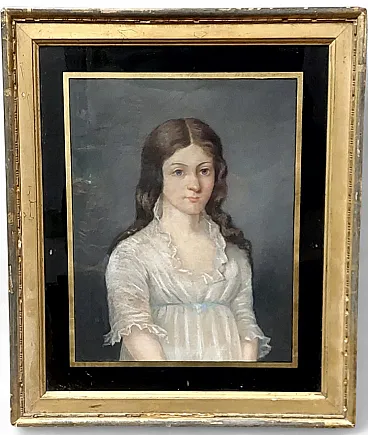 Pastel portrait on canvas of a young noblewoman, 19th century