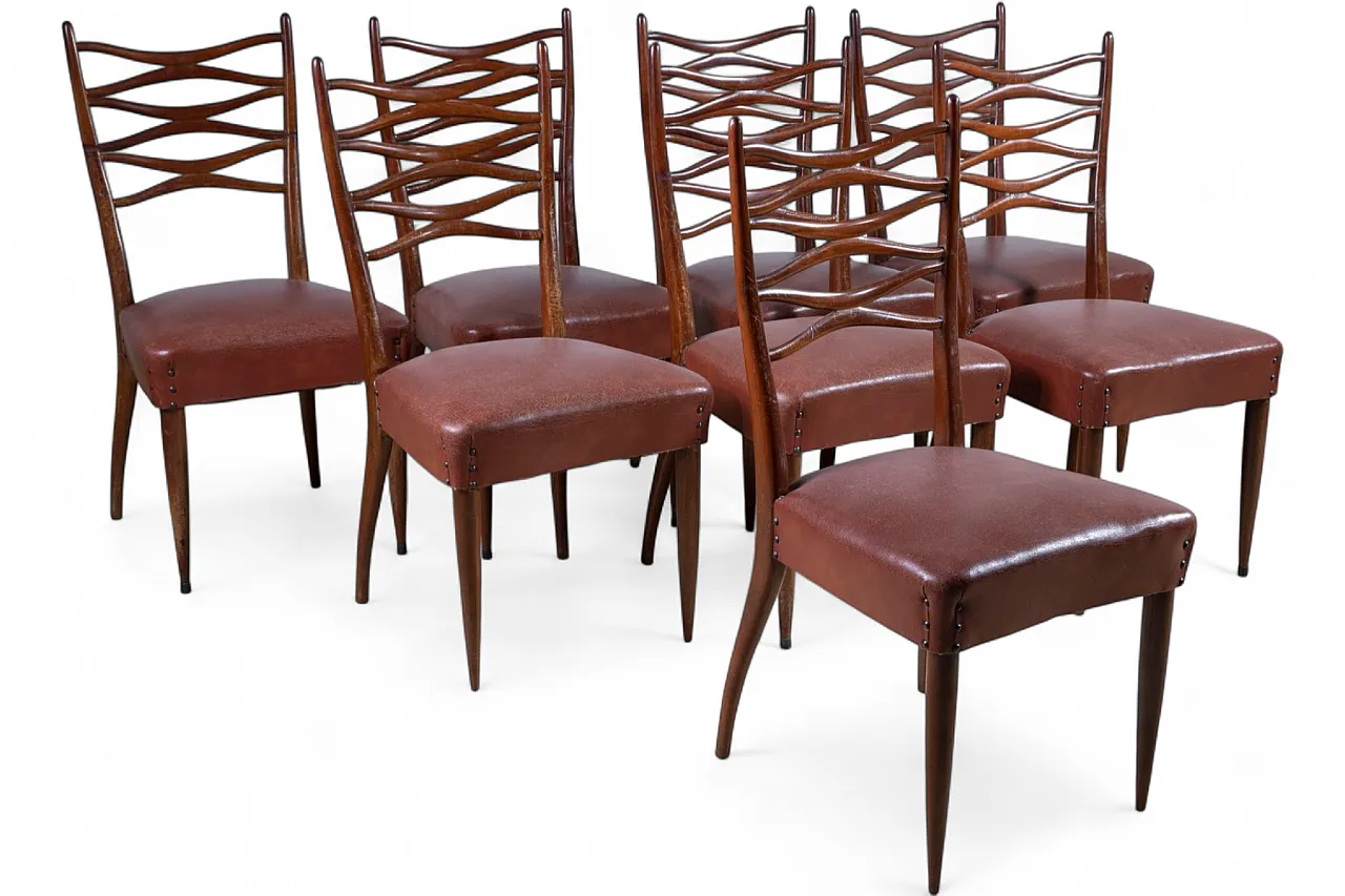 8 Dining chairs by Eugenia Alberti and Gian Luigi Reggio, 1950s 6