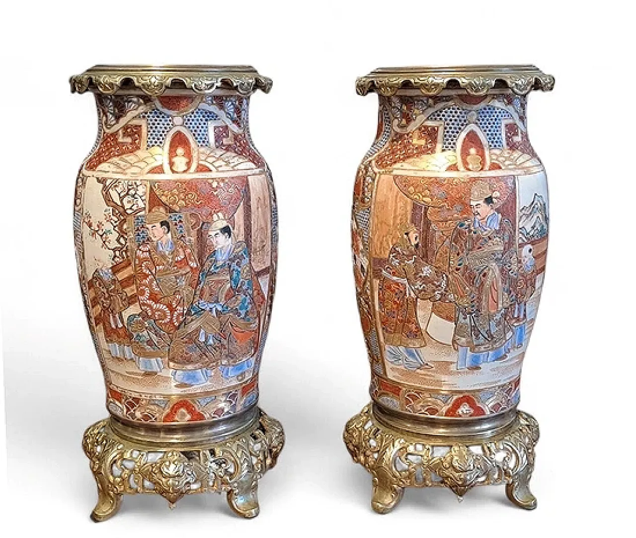 Pair of Satsuma ceramic vases, 19th century 1