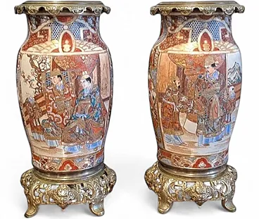 Pair of Satsuma ceramic vases, 19th century