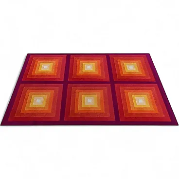 Verner Panton Style Quadrat geometric Op Art Rug, 1970s