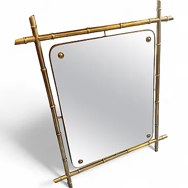 Mid-Century Modern bamboo-shaped brass wallmirror, 1960s