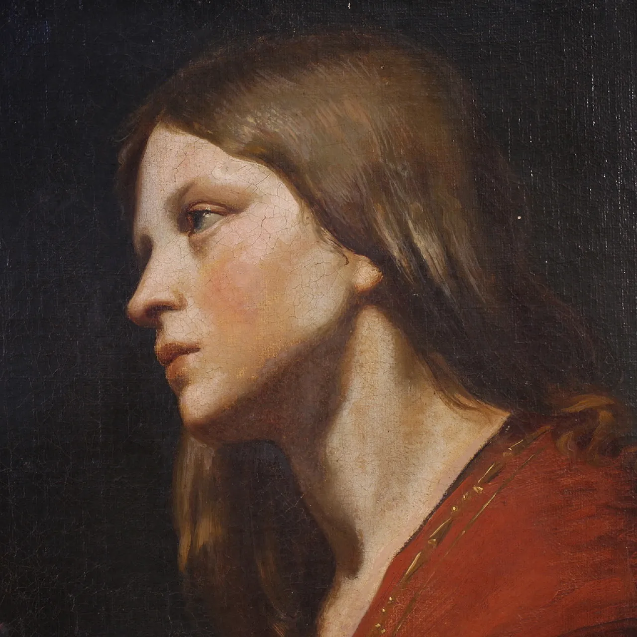Portrait of a young girl, oil on canvas, 19th century 2