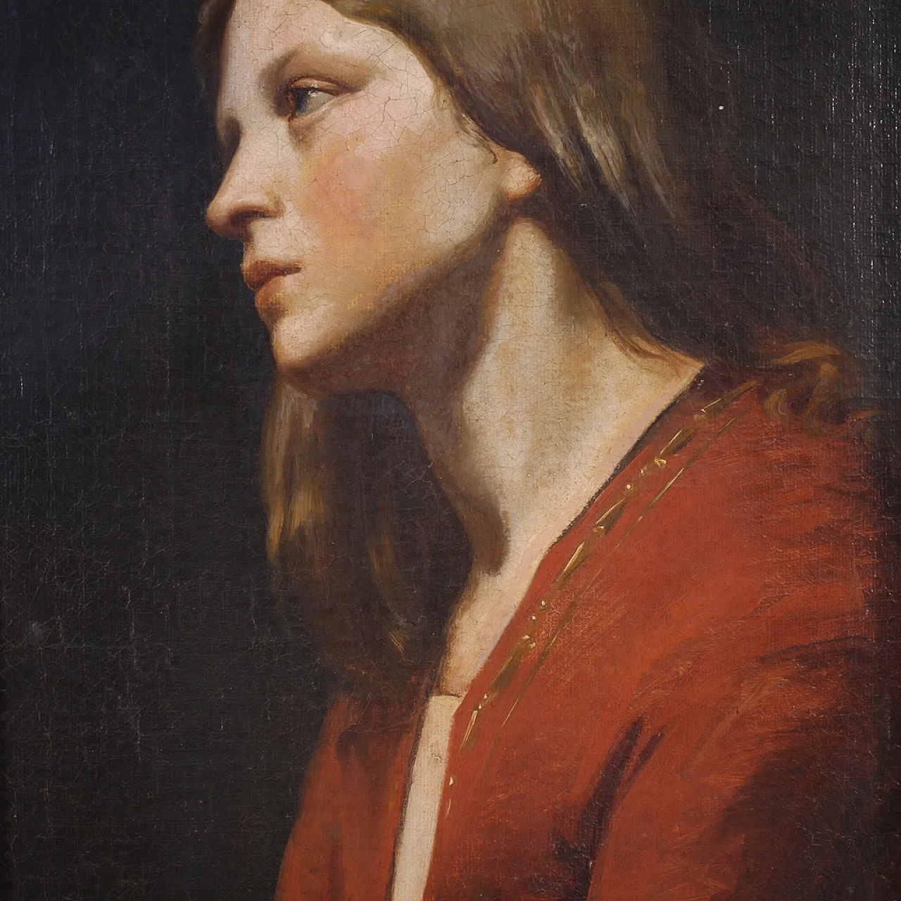 Portrait of a young girl, oil on canvas, 19th century 4