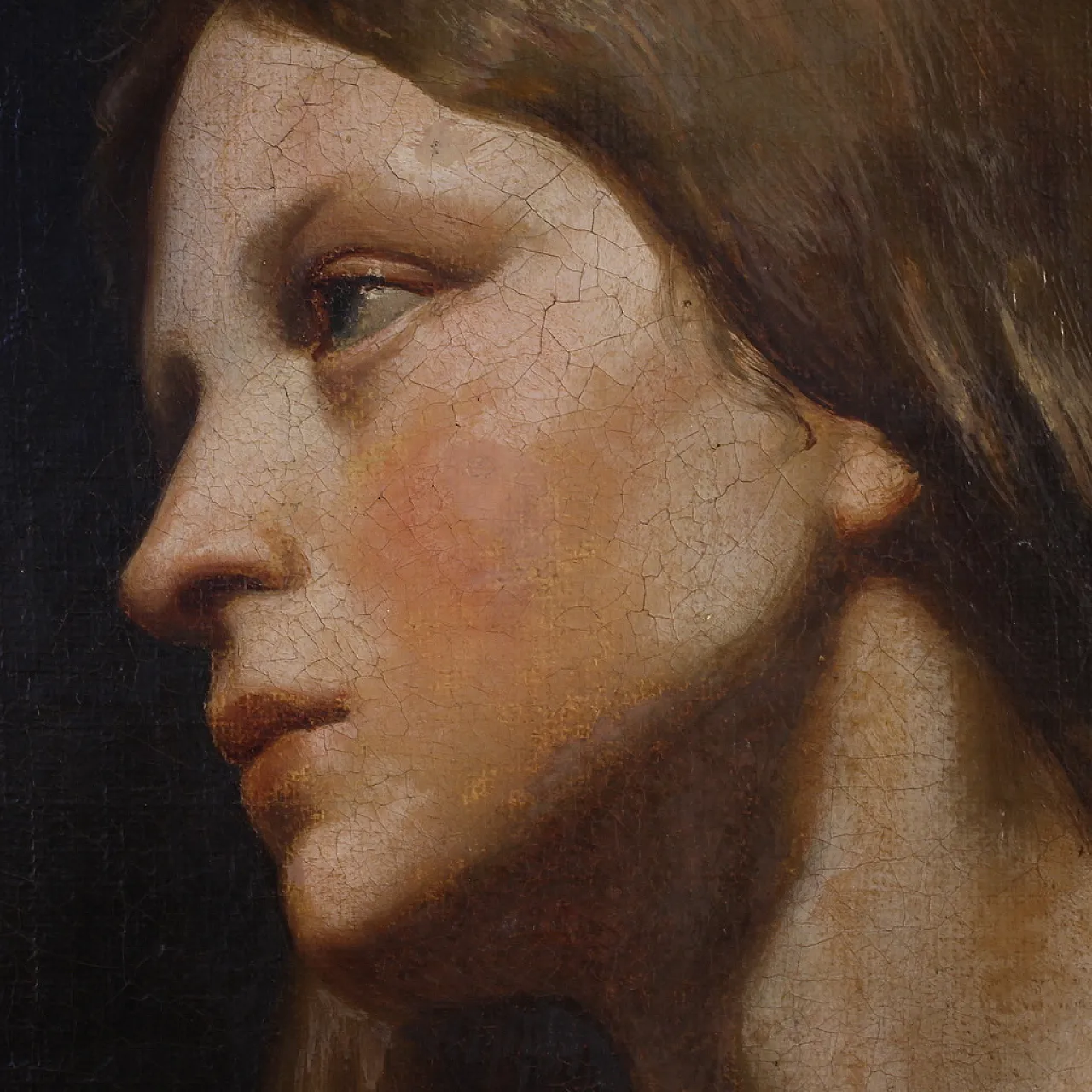 Portrait of a young girl, oil on canvas, 19th century 6