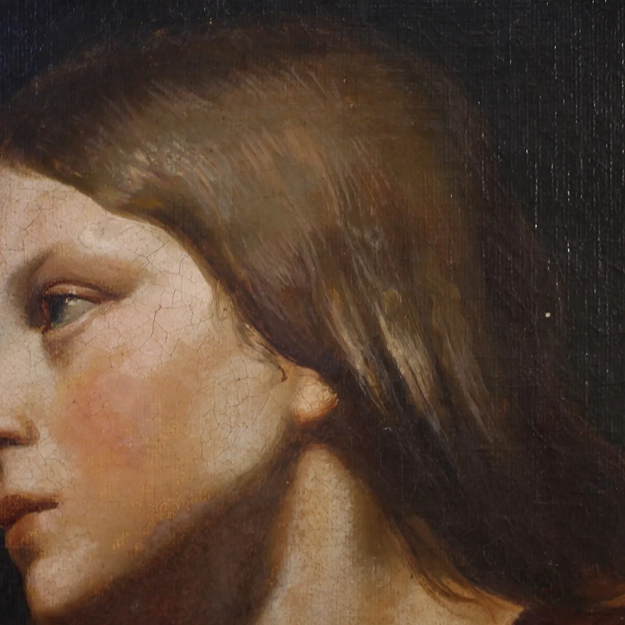 Portrait of a young girl, oil on canvas, 19th century 11