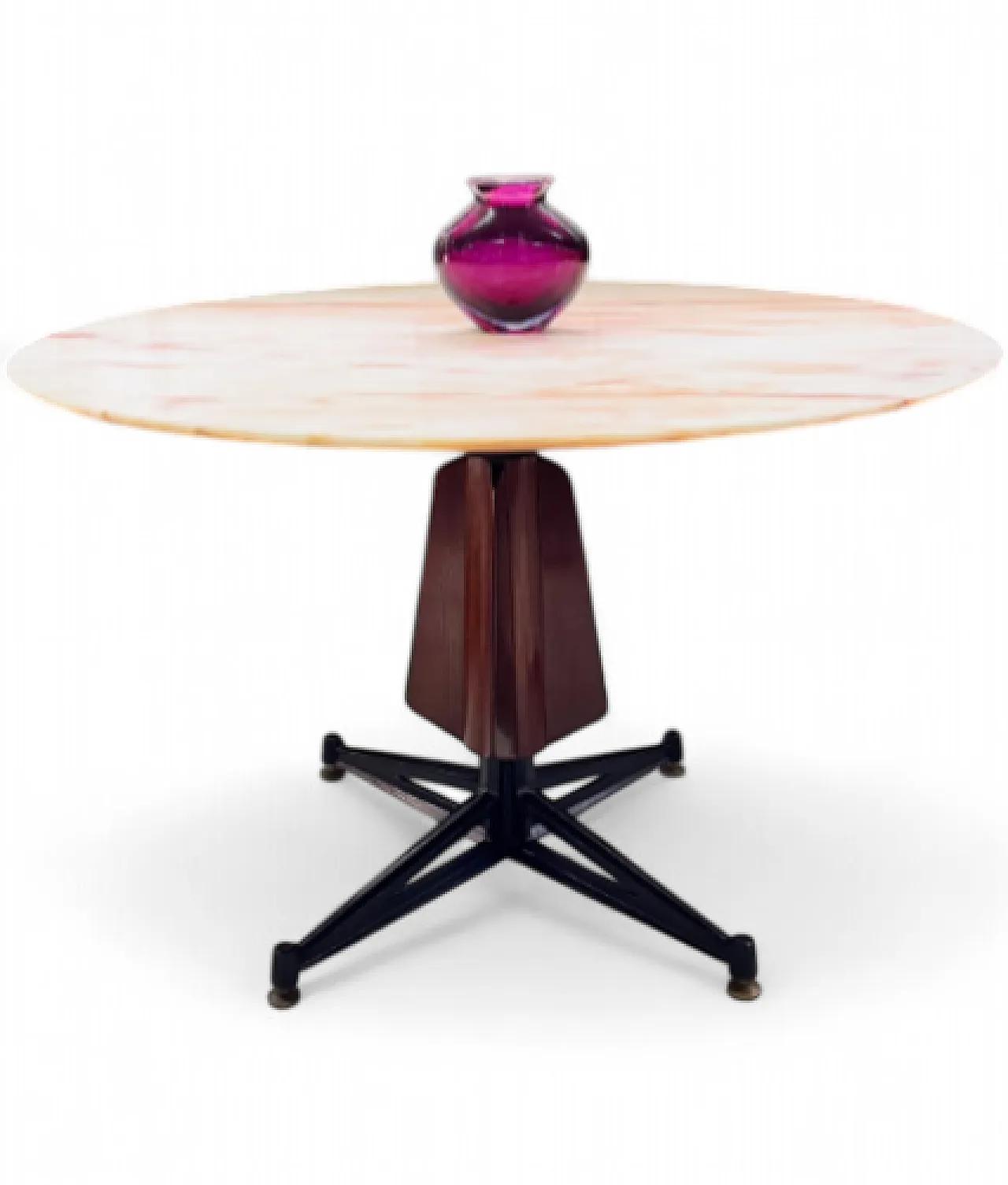 Dining table with Portuguese Rose marble top, 1960s 6