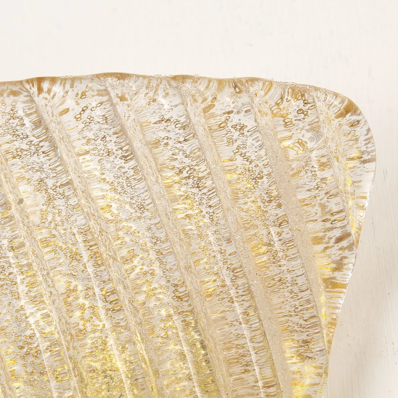 Pair od ribbed Amber and Golden Murano Glass Wall Lamps, 2000s 8