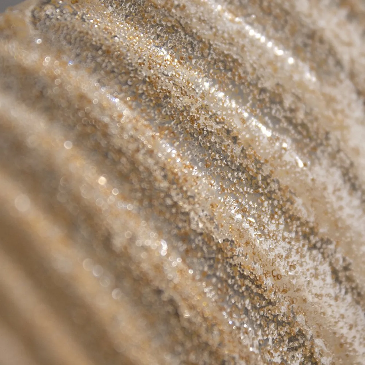 Pair od ribbed Amber and Golden Murano Glass Wall Lamps, 2000s 9