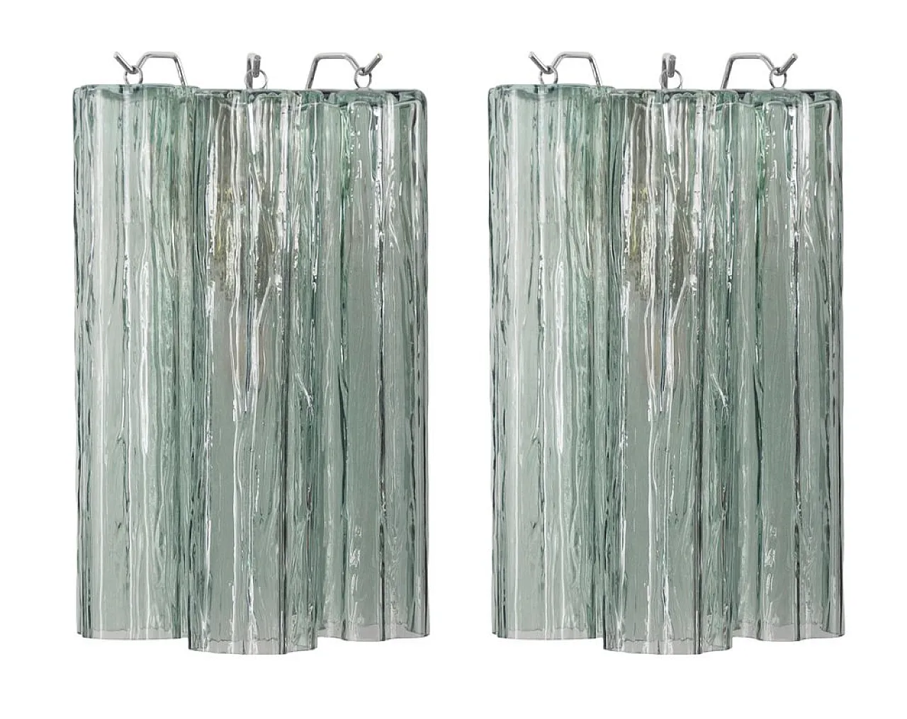 Coppia di lampade da parete in vetro di Murano verde, anni 2000 1
