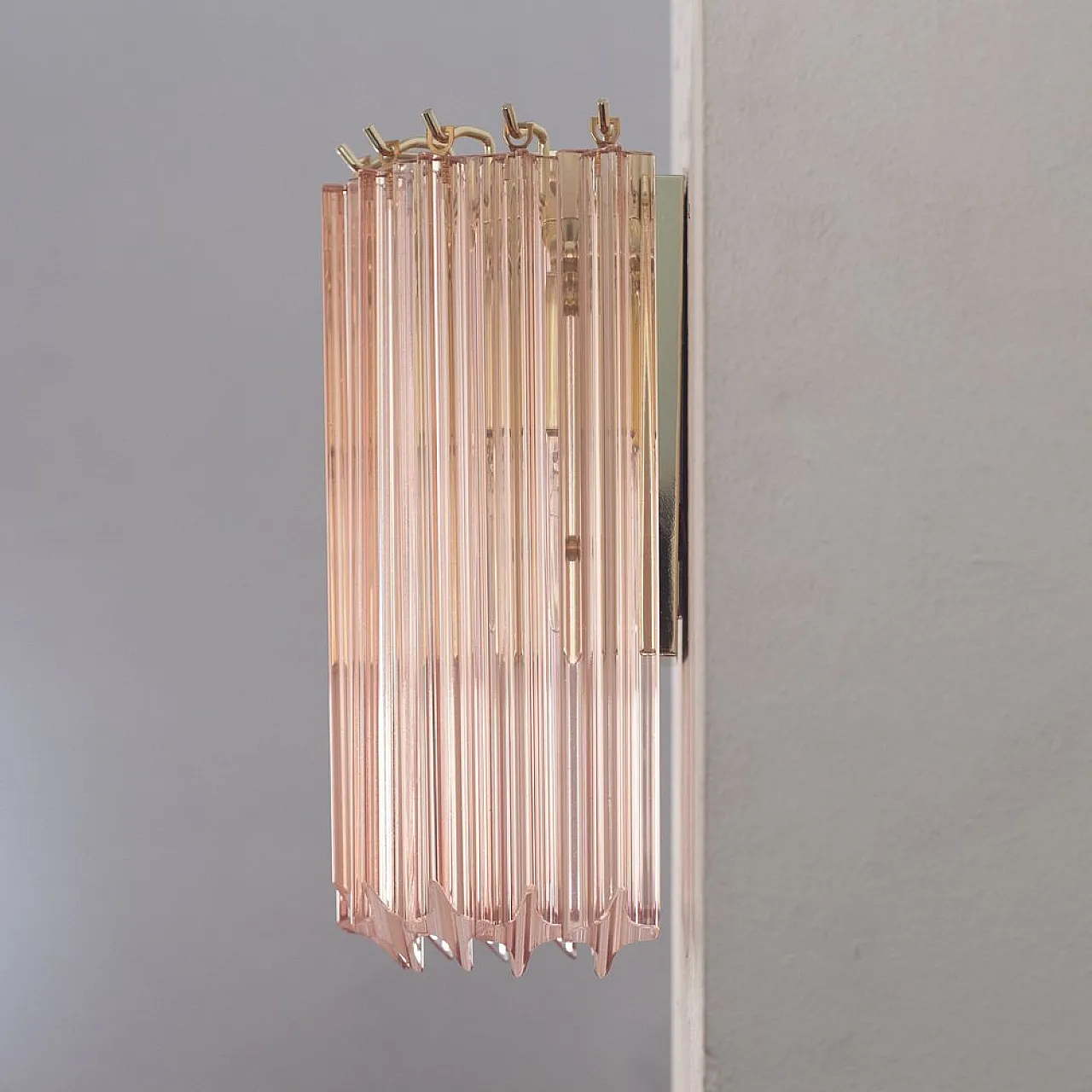 Applique da parete quadriedri in vetro di Murano rosa, anni 2000 2