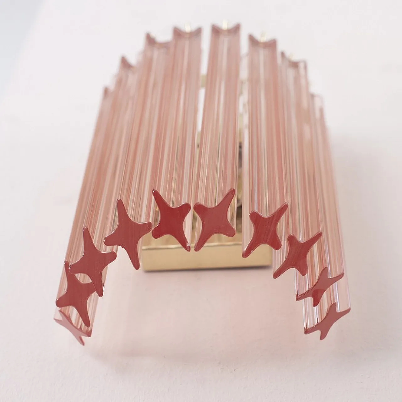 Applique da parete quadriedri in vetro di Murano rosa, anni 2000 3