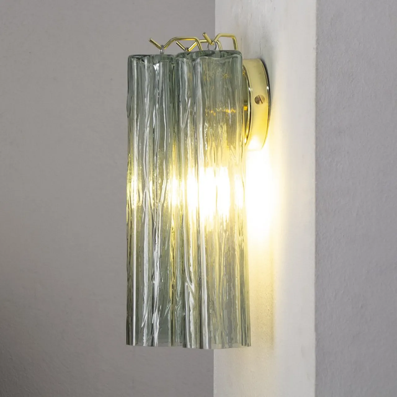 Coppia di lampade da parete in vetro di Murano verde, anni 2000 4