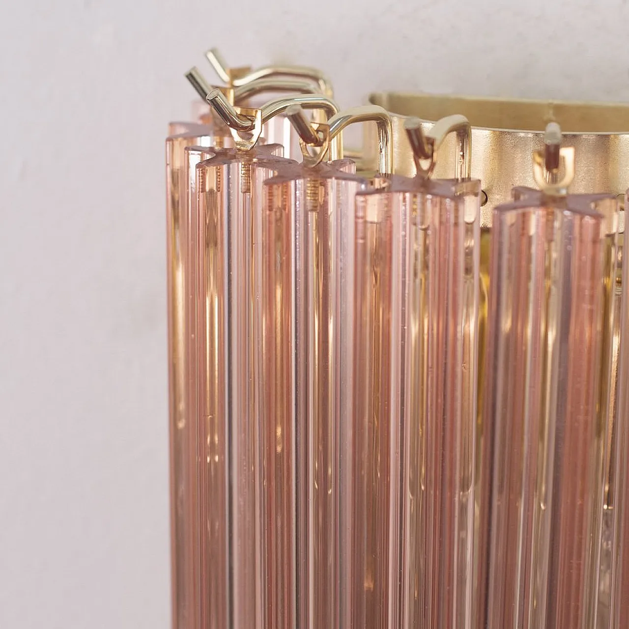 Applique da parete quadriedri in vetro di Murano rosa, anni 2000 5