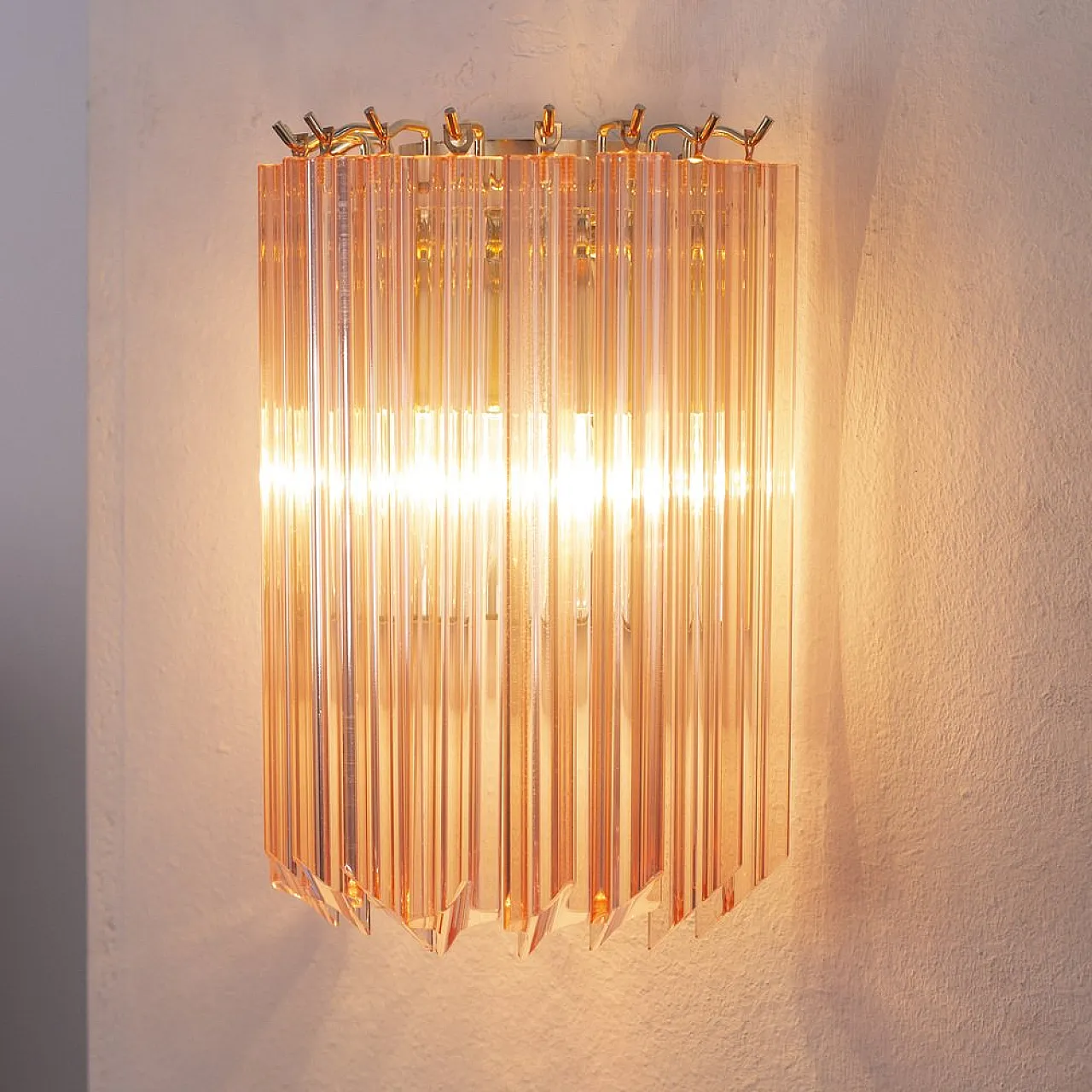 Applique da parete quadriedri in vetro di Murano rosa, anni 2000 6