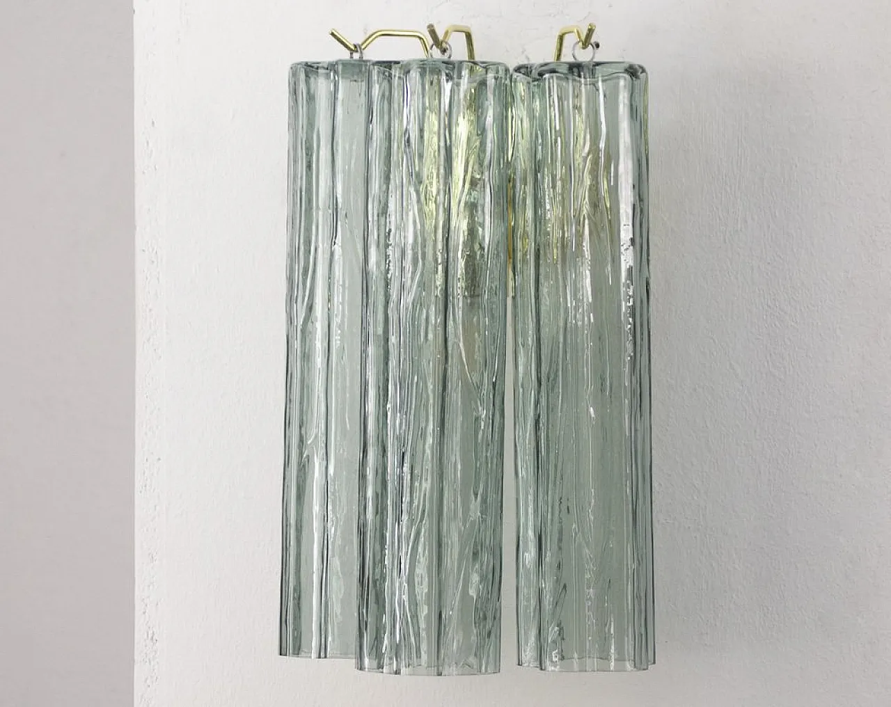 Coppia di lampade da parete in vetro di Murano verde, anni 2000 8