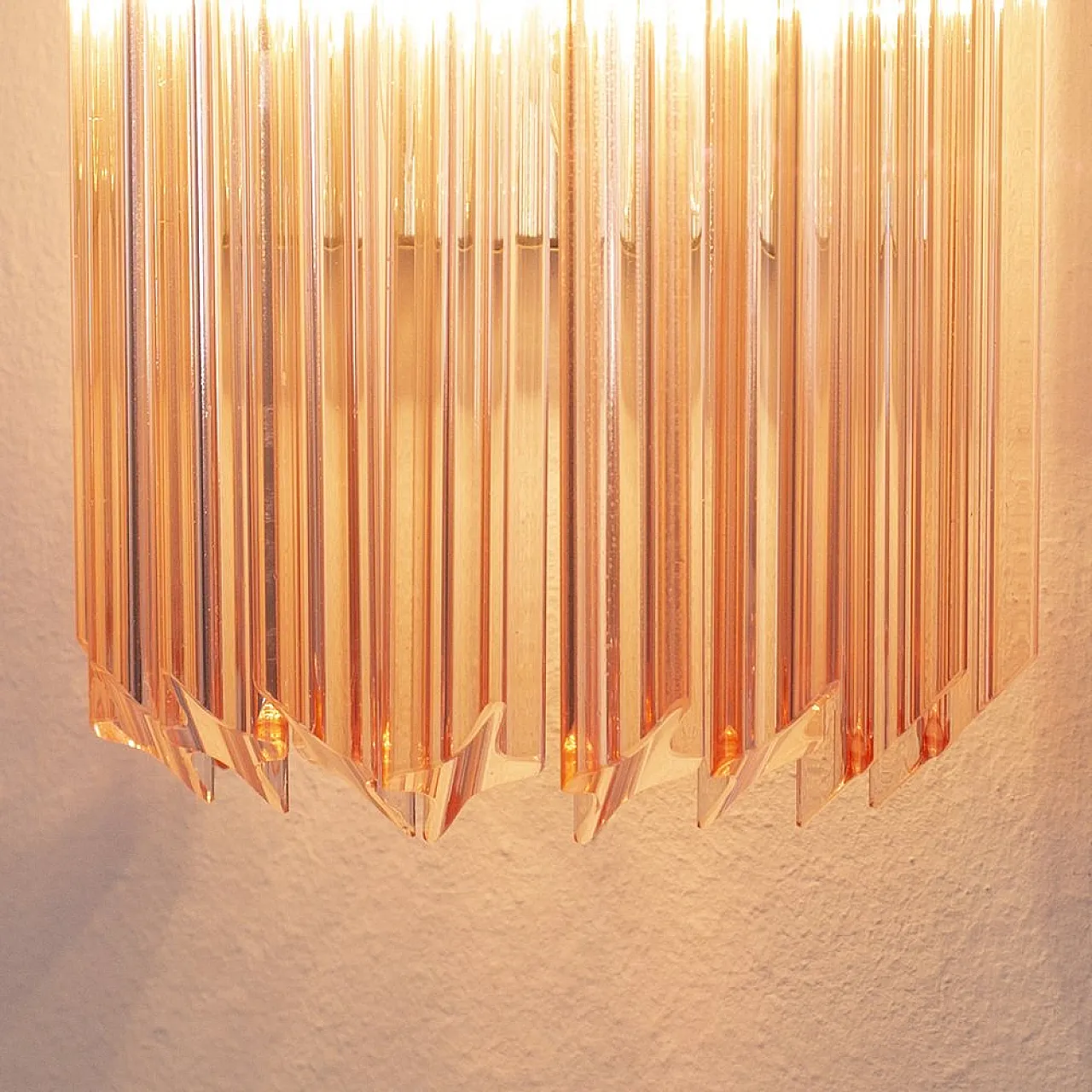 Applique da parete quadriedri in vetro di Murano rosa, anni 2000 8