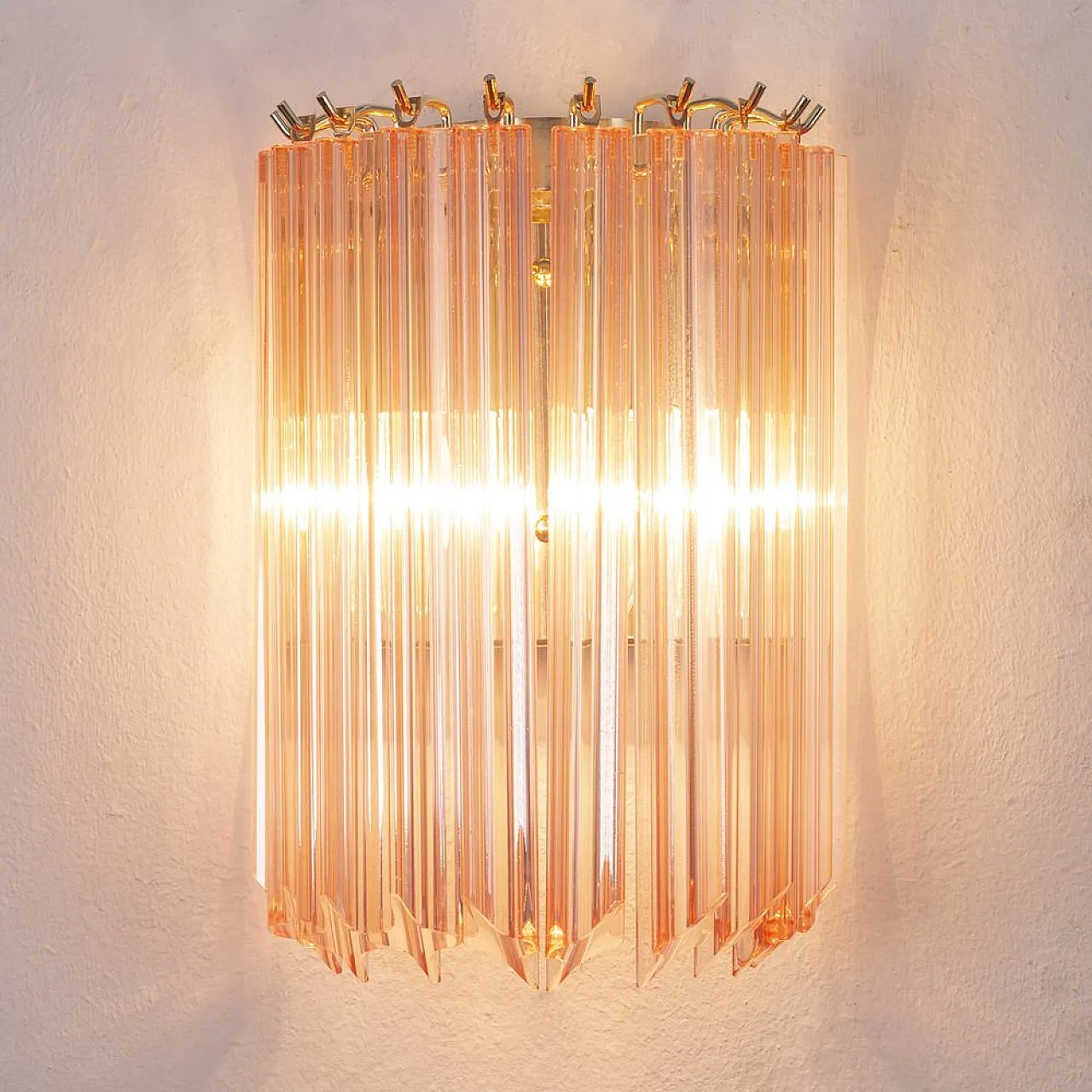 Applique da parete quadriedri in vetro di Murano rosa, anni 2000 9