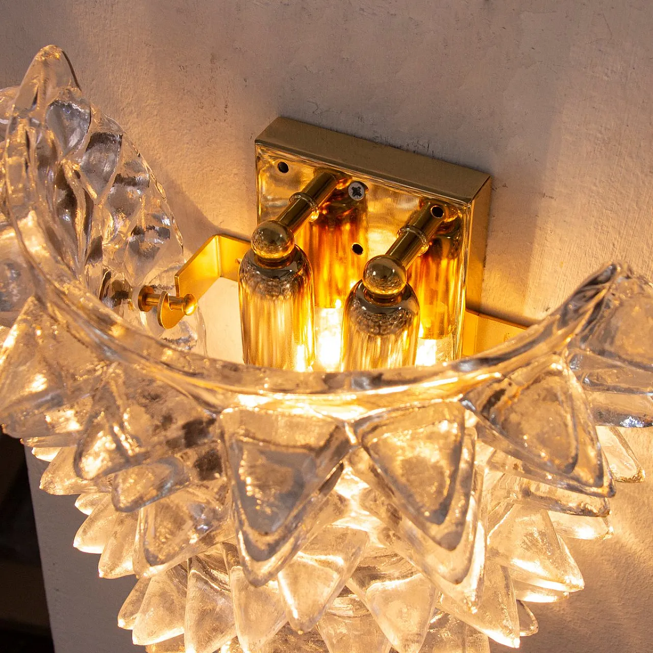 Coppia di lampade da parete in vetro di Murano, anni 2000 10