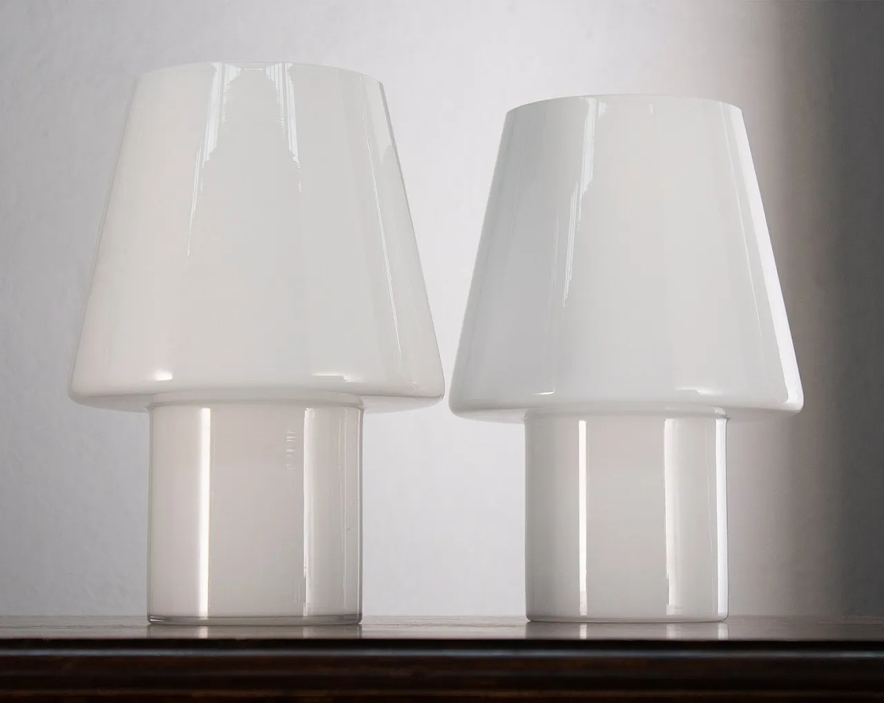 Coppia lampade da tavolo a forma di fungo in vetro di Murano, anni '80 3