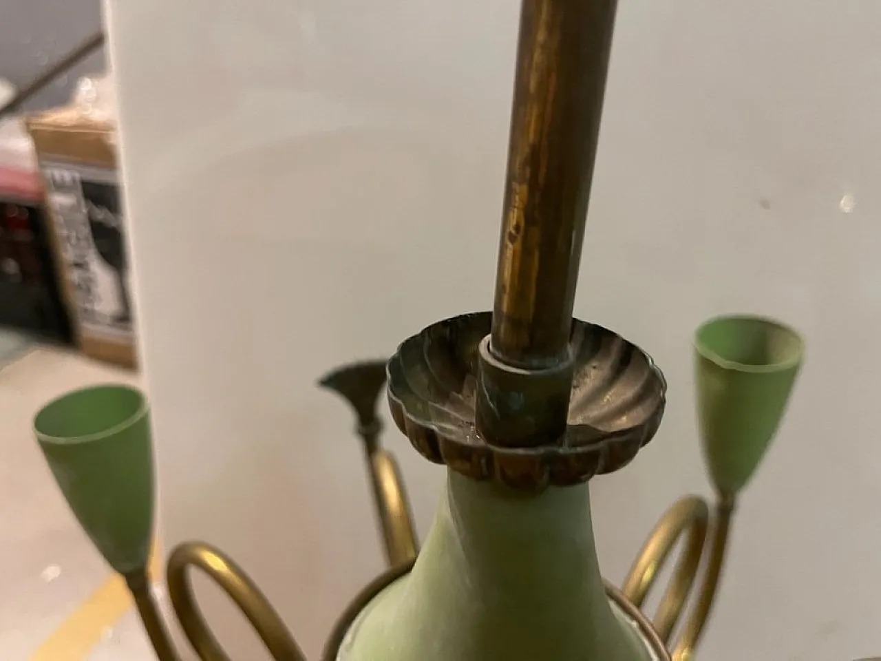 Bronze chandelier from Stilnovo, Italy, 1950s 7