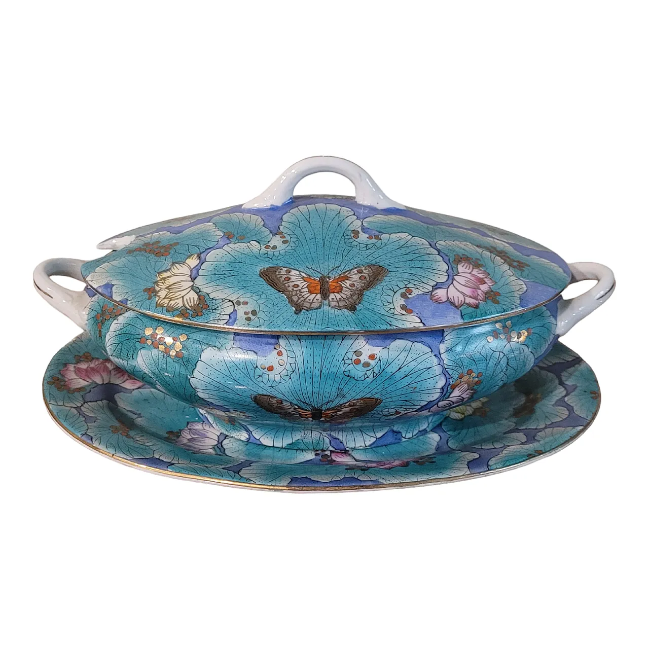 Zuppiera e piatto in porcellana, Cina, del '900 1