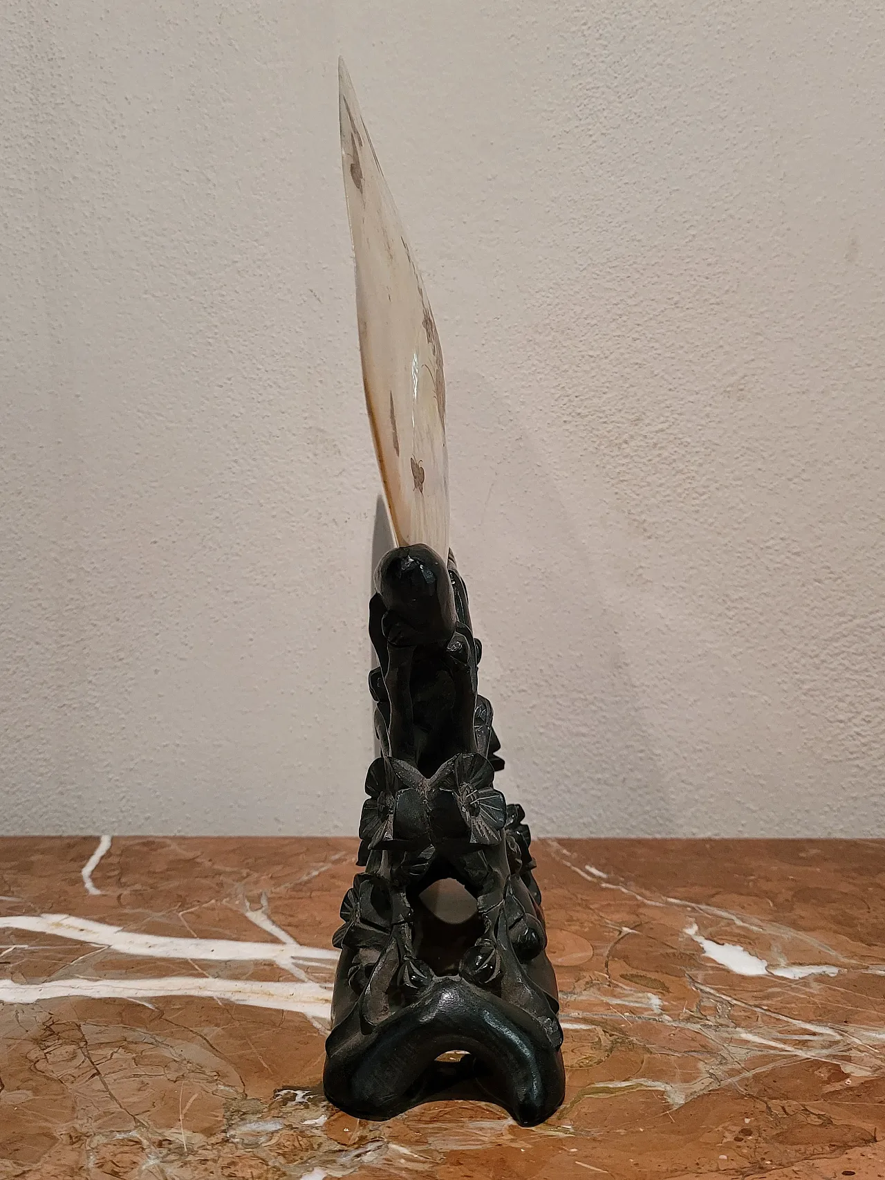 Landscape with peacocks - Engraving on golden mother-of-pearl shell 5