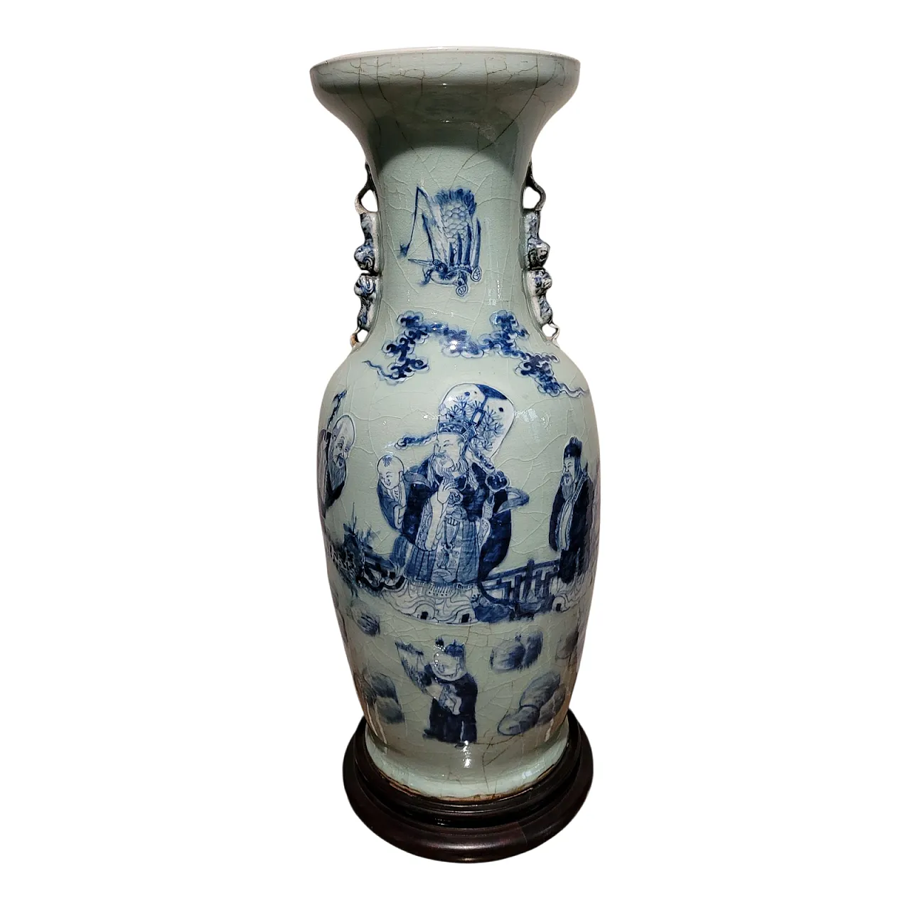Porcelain vase on wooden base, China, Qing dynasty 1