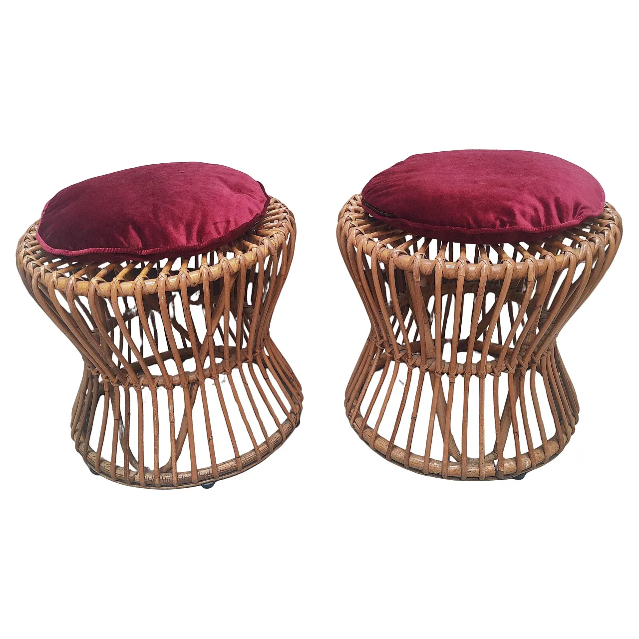 Pair of rattan stools, 1970s 1