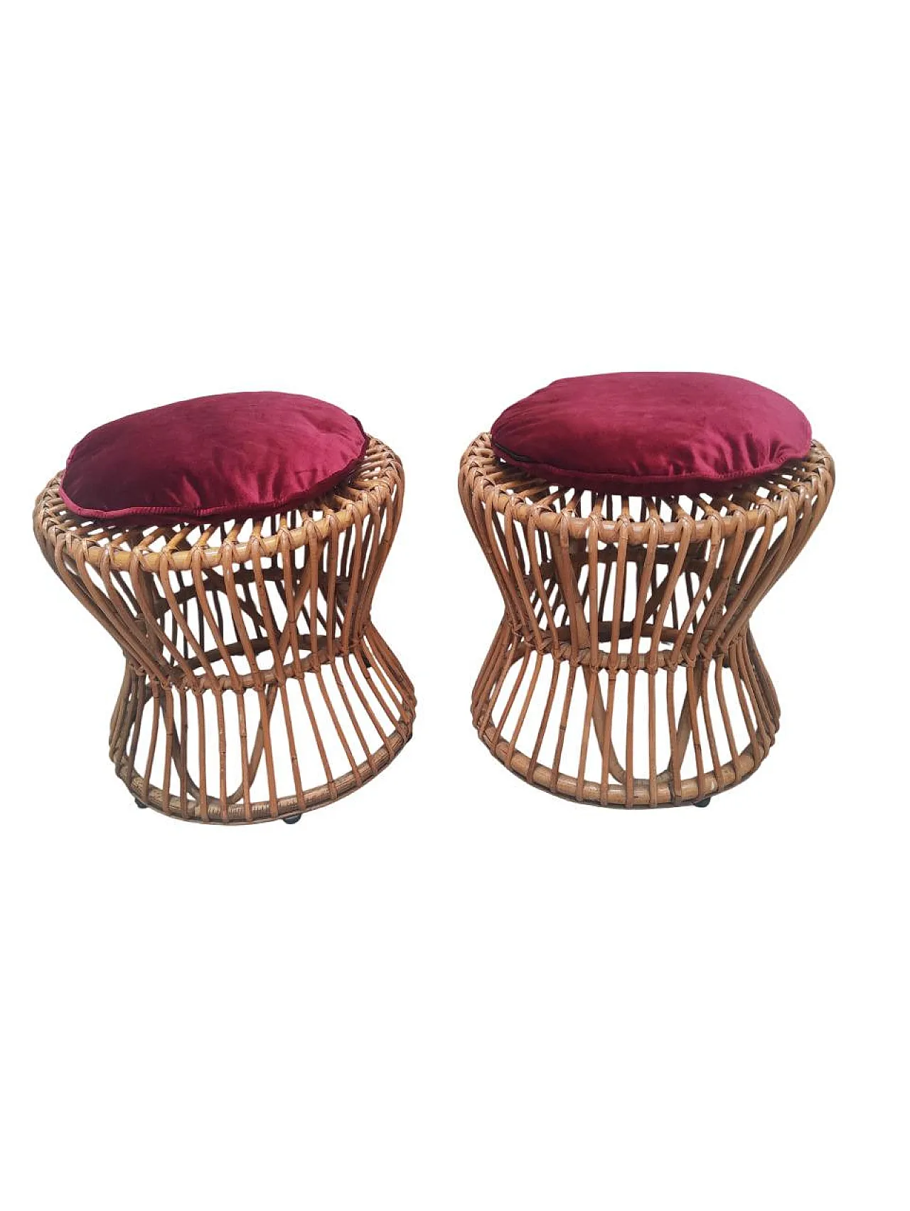 Pair of rattan stools, 1970s 2