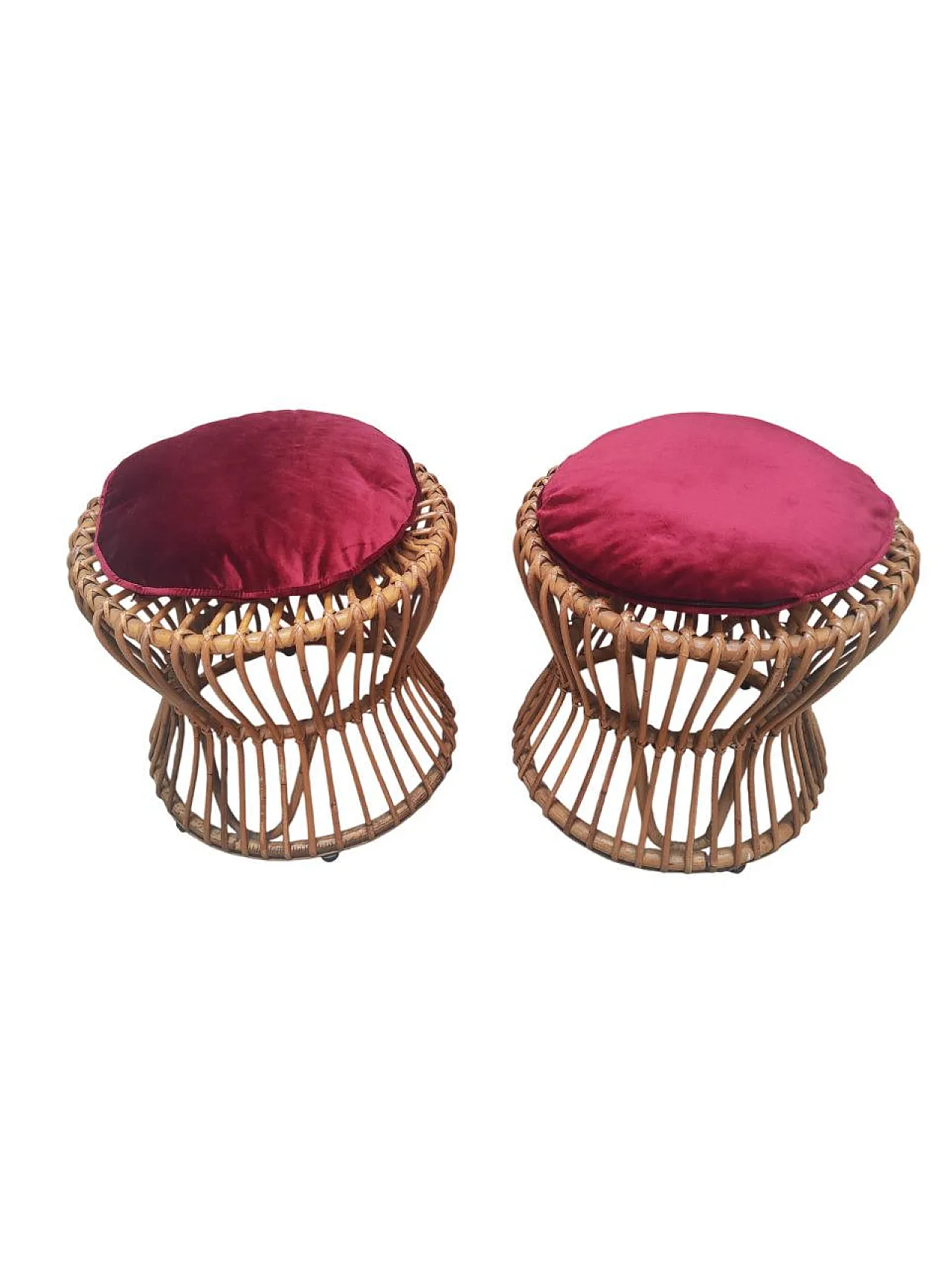 Pair of rattan stools, 1970s 3