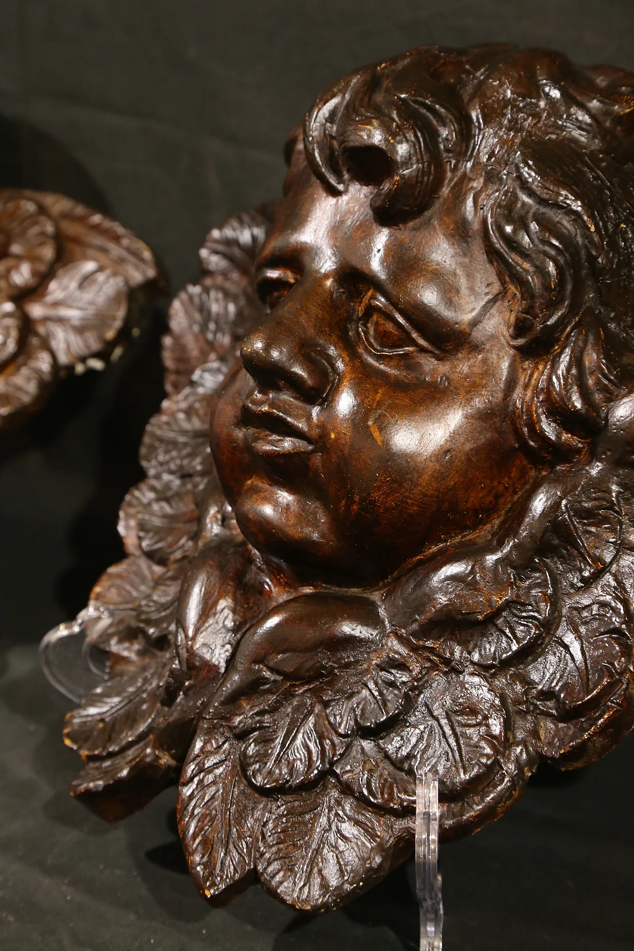 Pair of cherubs, baroque angels, cupids, plaster, 18th century 17