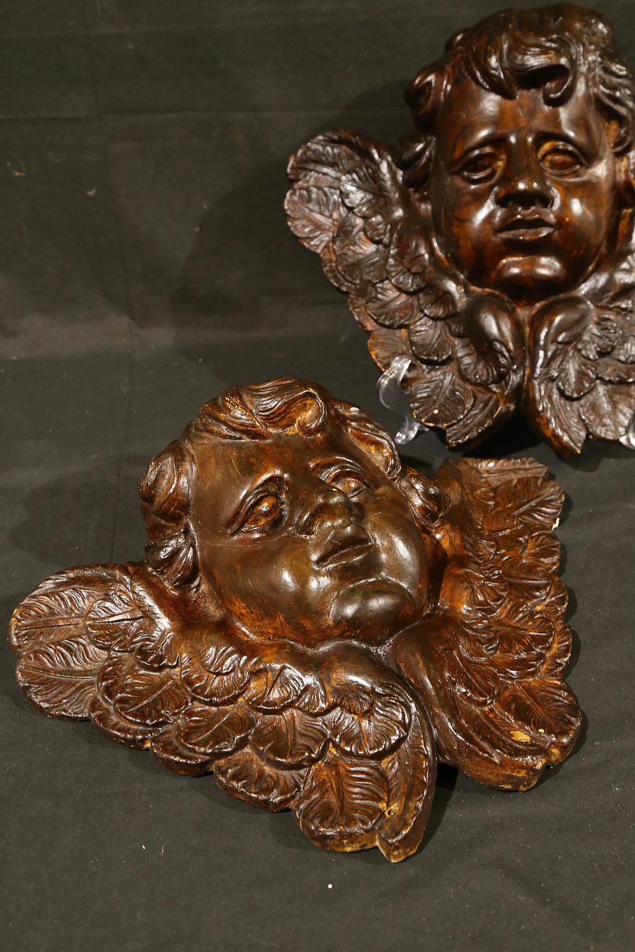 Pair of cherubs, baroque angels, cupids, plaster, 18th century 21