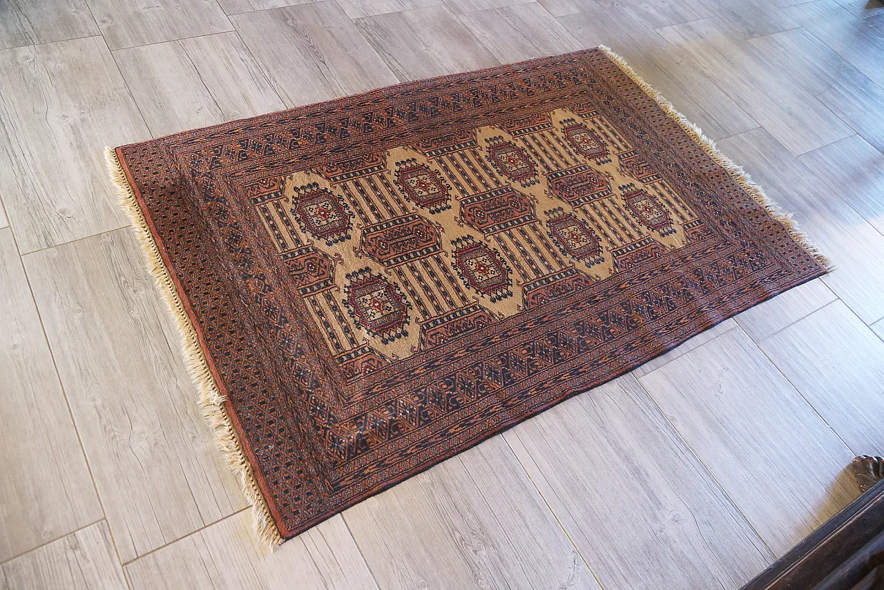 Turkmen teak bukhara carpet extra fine knot, 50s 3