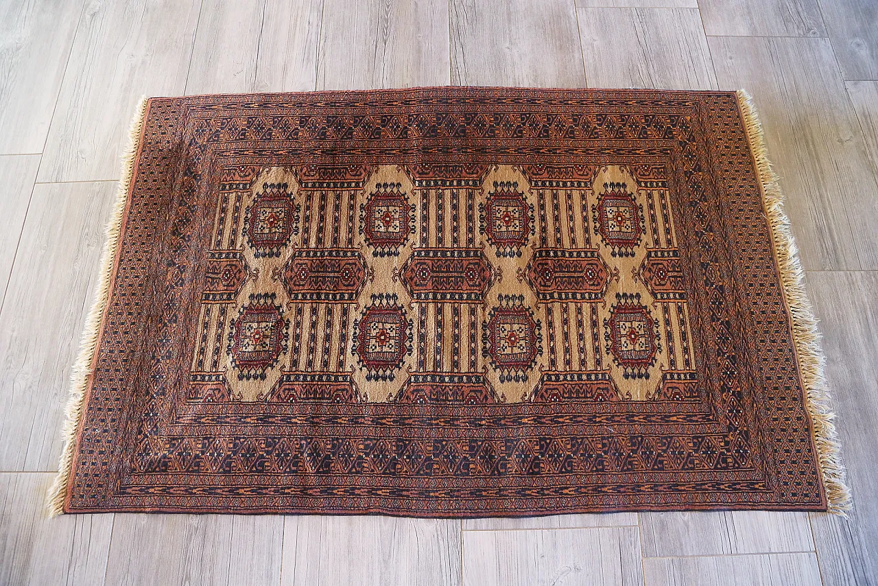 Turkmen teak bukhara carpet extra fine knot, 50s 4