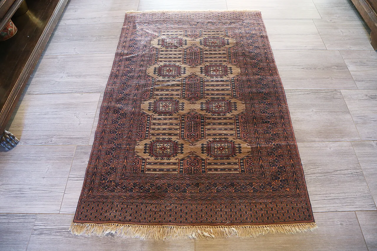 Turkmen teak bukhara carpet extra fine knot, 50s 6