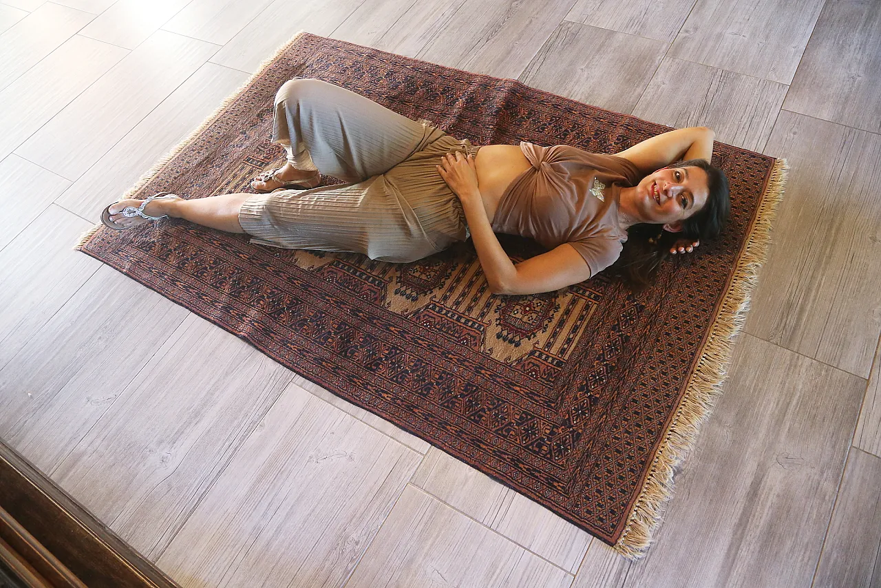 Turkmen teak bukhara carpet extra fine knot, 50s 8