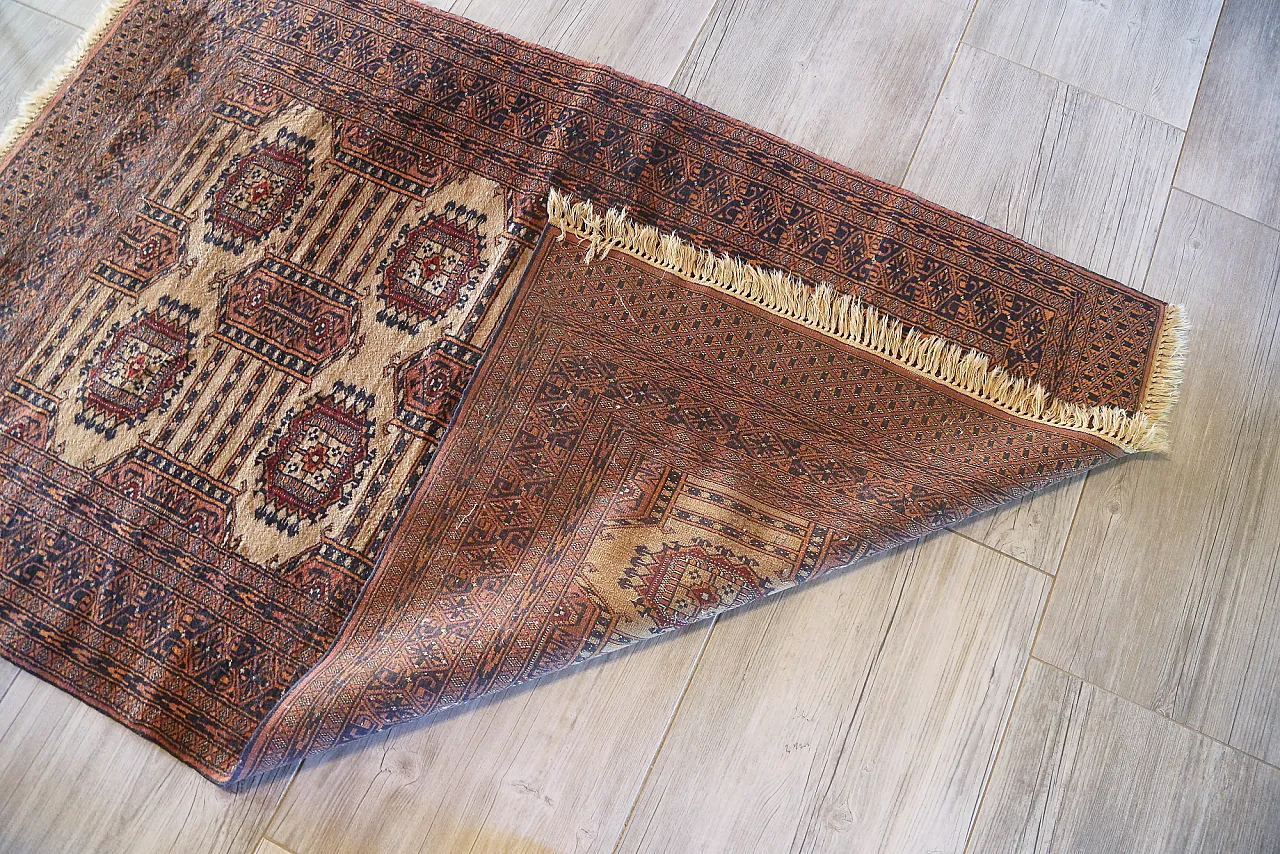 Turkmen teak bukhara carpet extra fine knot, 50s 14