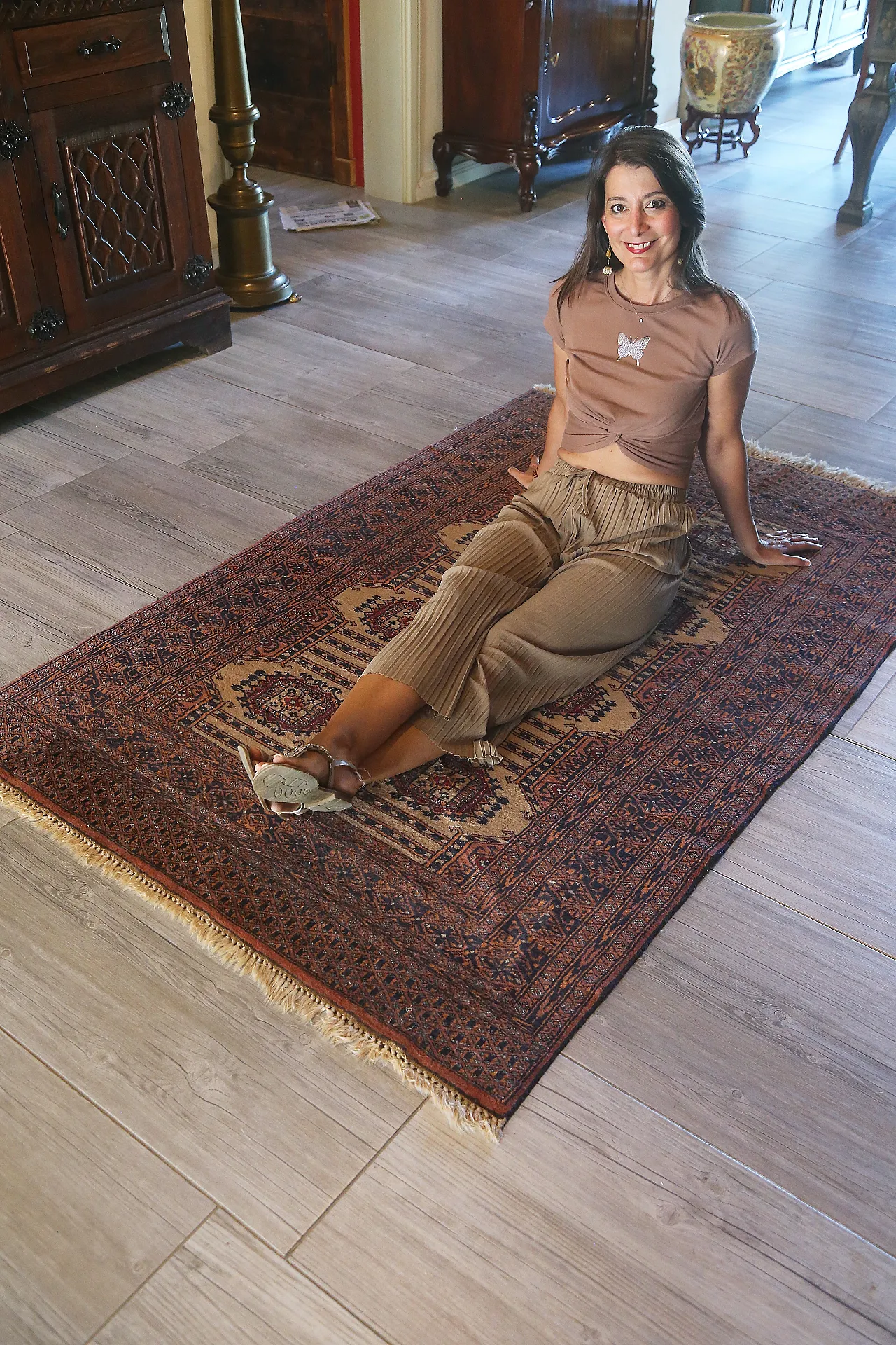 Turkmen teak bukhara carpet extra fine knot, 50s 21