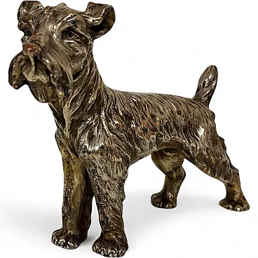 Schnauzer Dog by Spigarolo in ceramic, copper and silver, 1950s