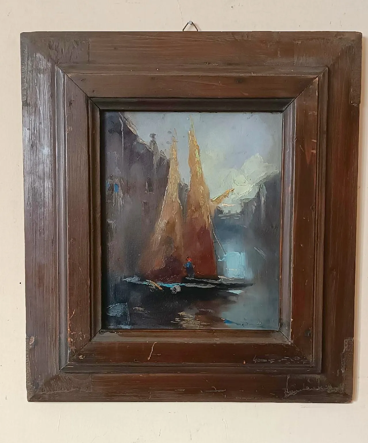 Boats, oil on canvas with frame, late 19th century 1