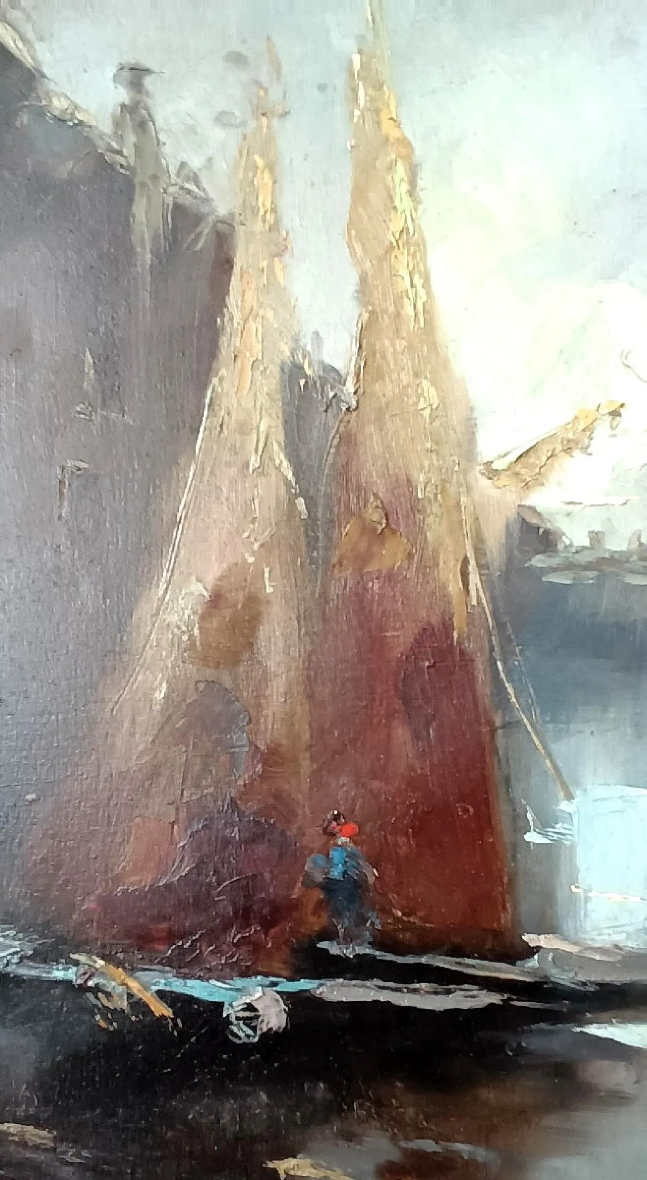 Boats, oil on canvas with frame, late 19th century 7