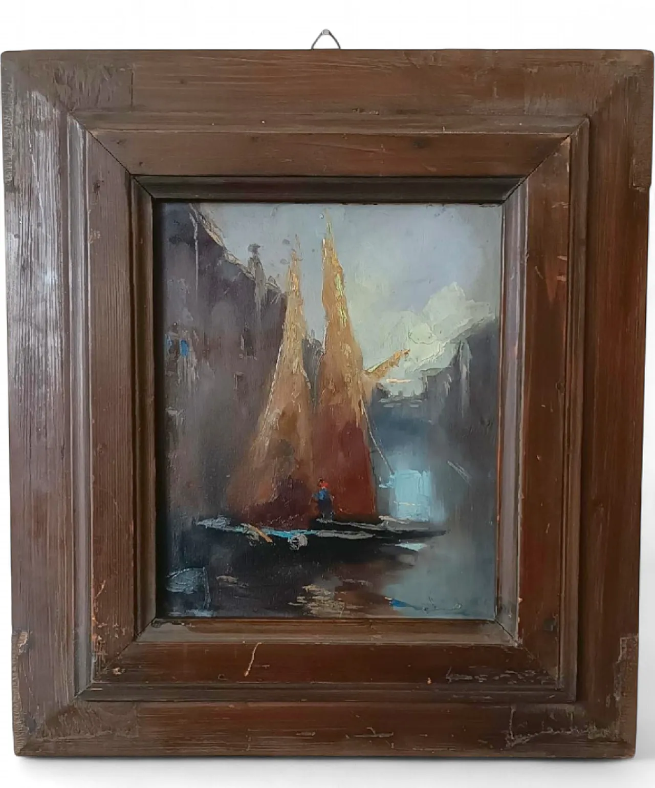 Boats, oil on canvas with frame, late 19th century 9