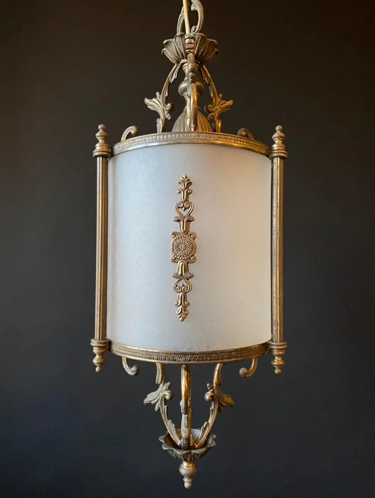 Brass lantern chandelier with bronze elements, 20th cemtury 2