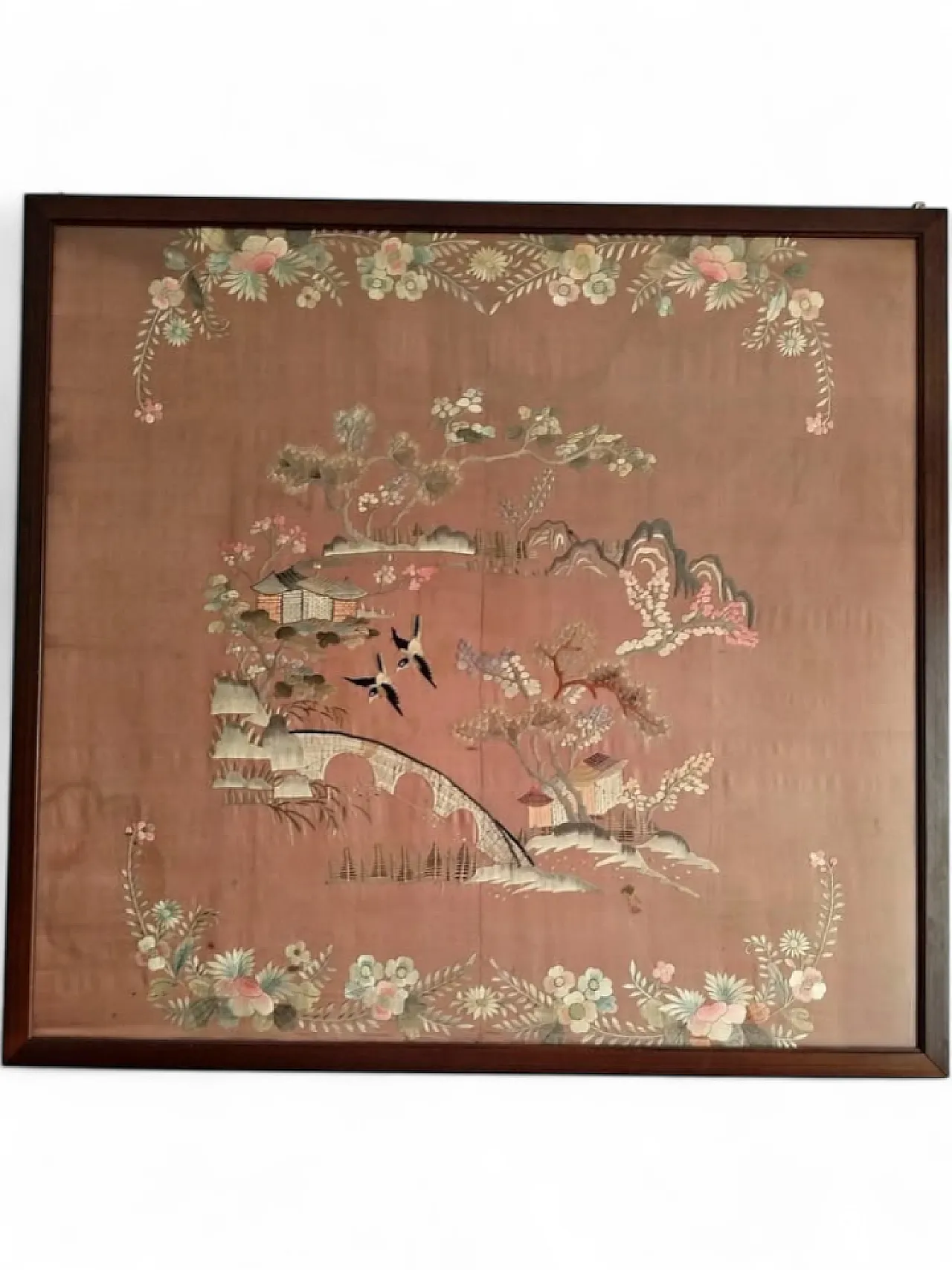 Embroidered silk tapestry, 20th century 3