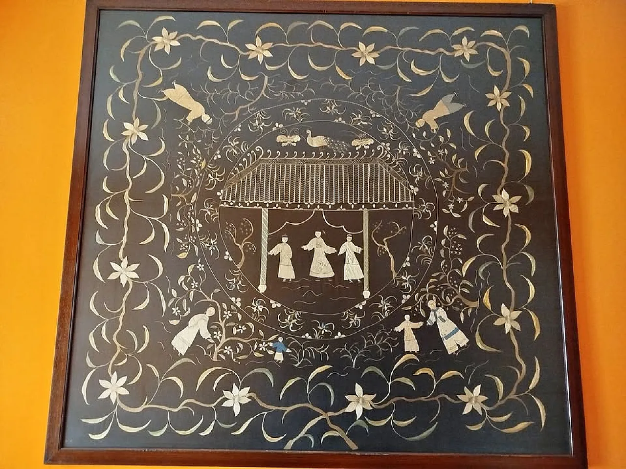 Japanese embroidered silk tapestry, 20th century 1