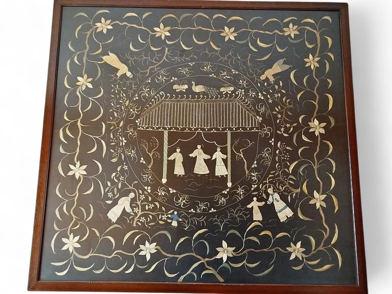 Japanese embroidered silk tapestry, 20th century 2